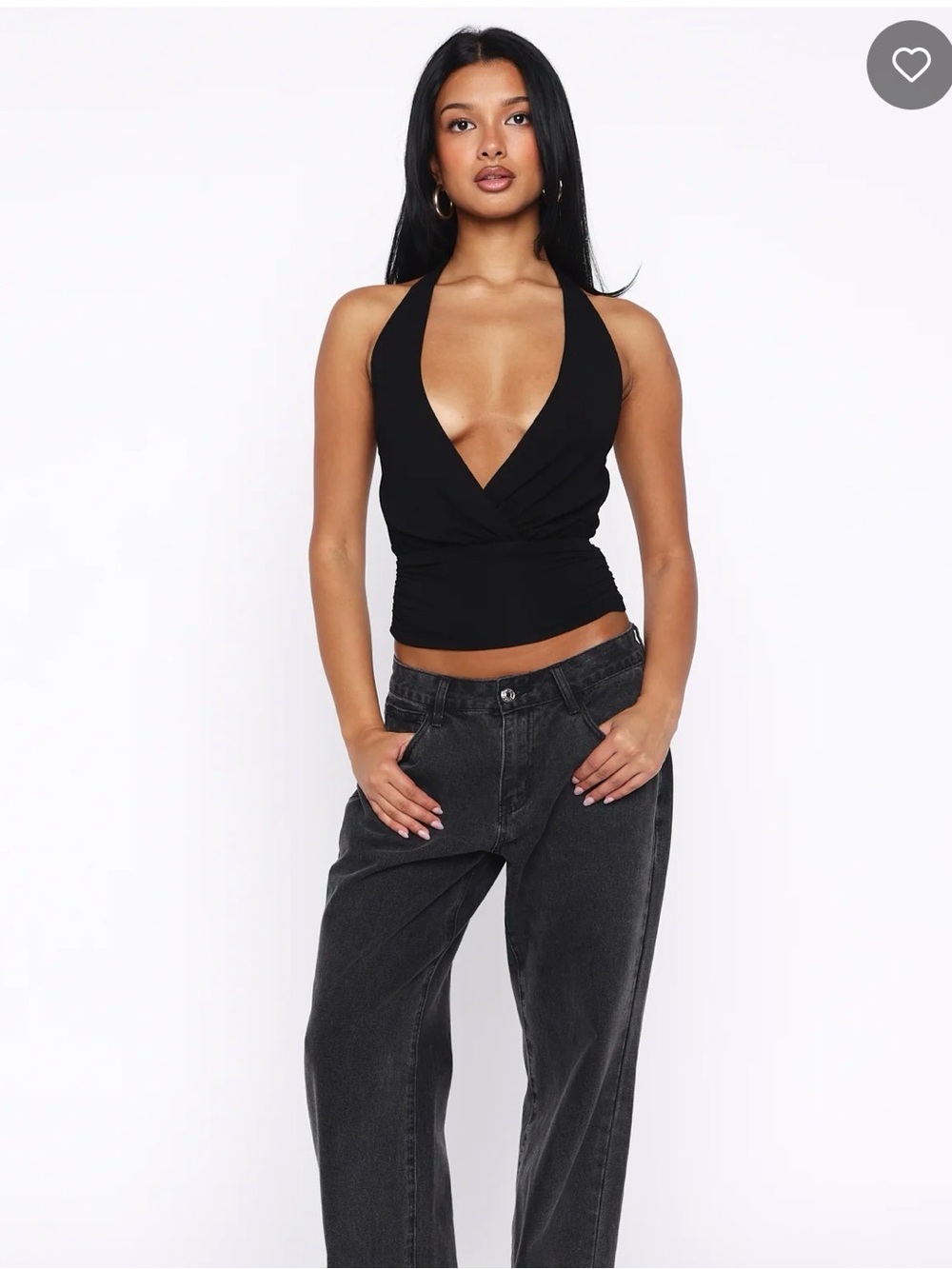 White Fox Boutique Black Plunge Halter Wrap Camisole